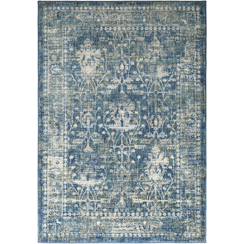 Ipasha Teal/Navy Area Rug Joss & Main